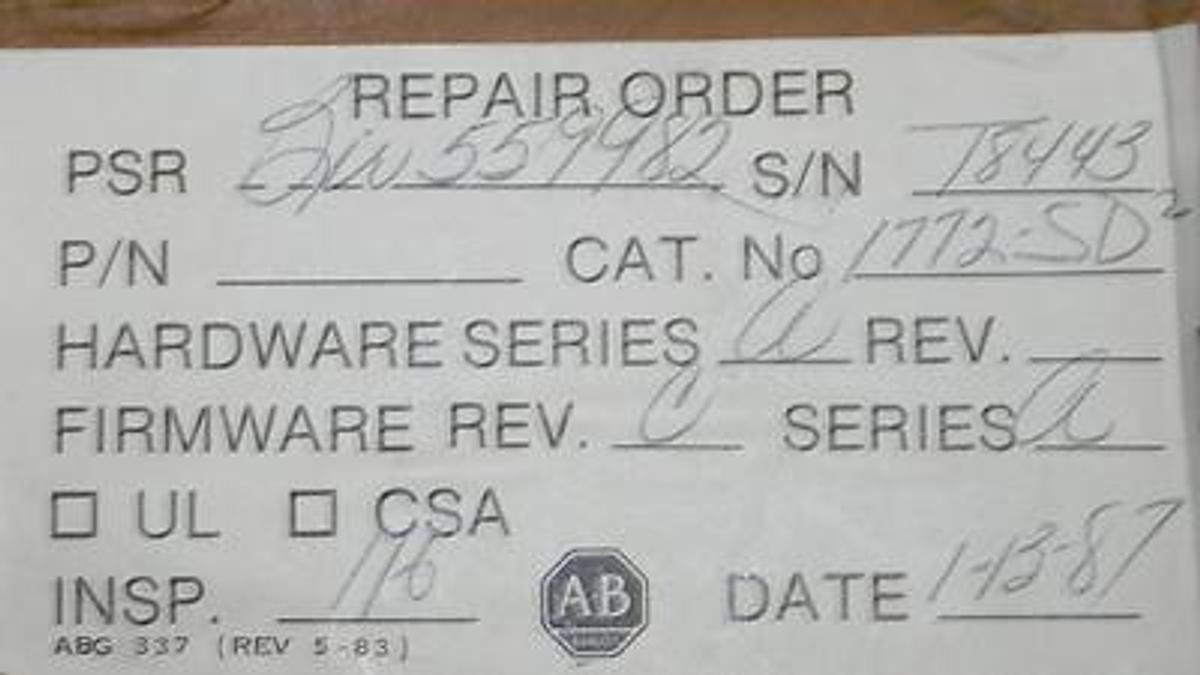 Used ALLEN BRADLEY 1772-SD2 REMOTE I/O SCANNER DISTRIBUTION PANEL 1772SD2, SER. A