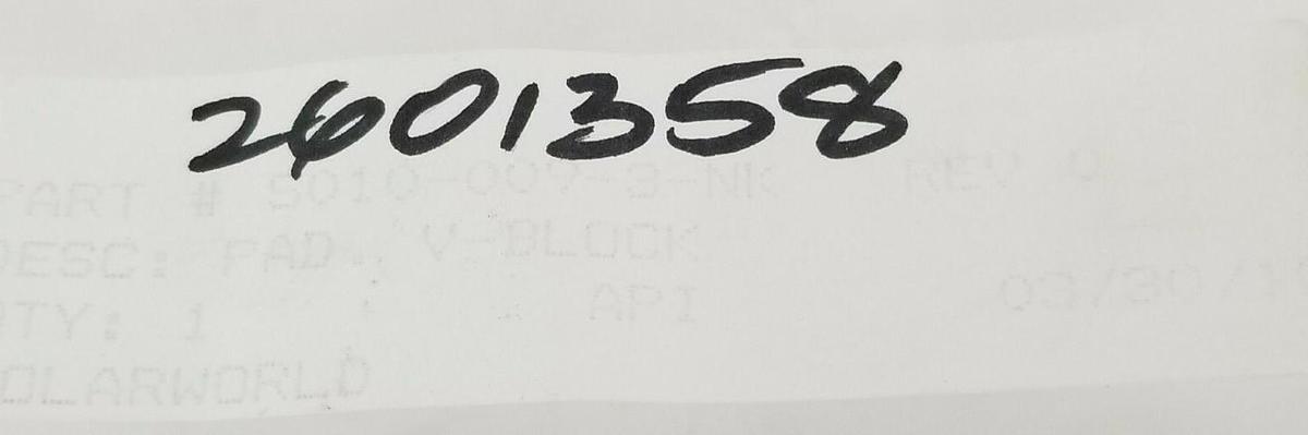 Used NEW REIS ROBOTICS USA S010-009-3-NK REV. 0 V-BLOCK PAD 2601358