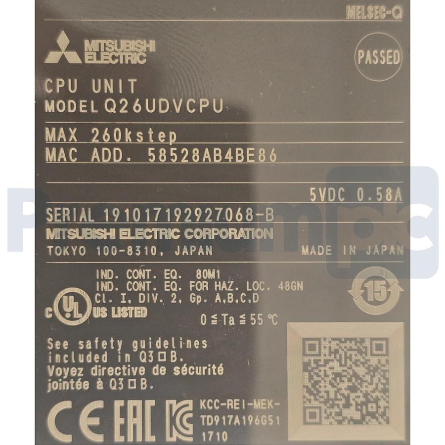 Used MITSUBISHI ELECTRIC Q26UDVCPU MELSEC-Q QnU SERIES (PLC) CPU UNIT 260kstep USPI