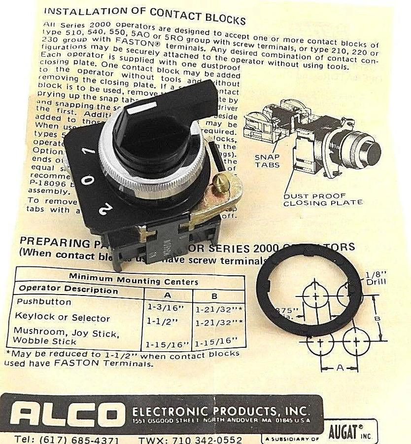 Used LOT OF 4 NEW ALCO M2480 SELECTOR SWITCH SERIES 2000, M2480N