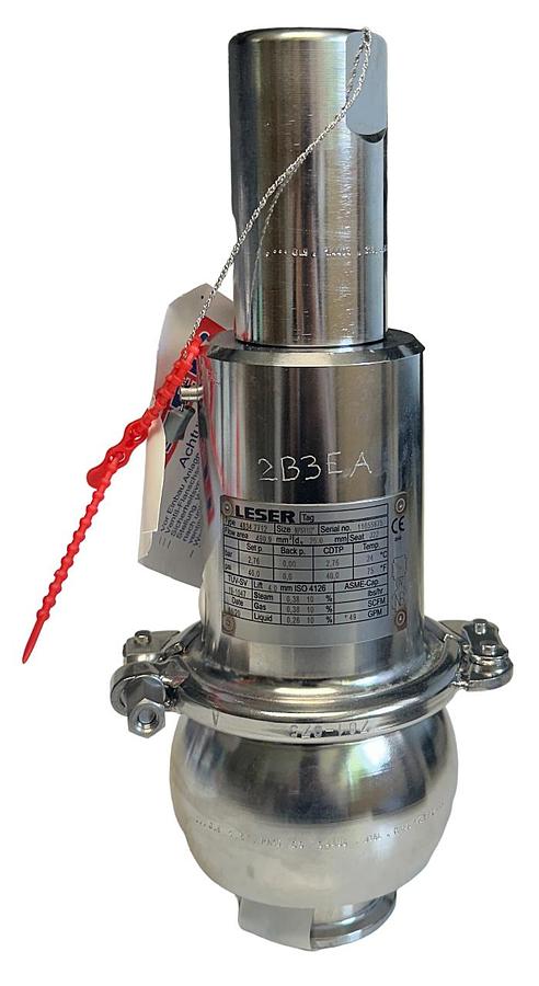 Used LESER 4834.7712 Type 483 Safety Relief Valve 1.5" x 2" NPS 316L/SS 40psig NSNP