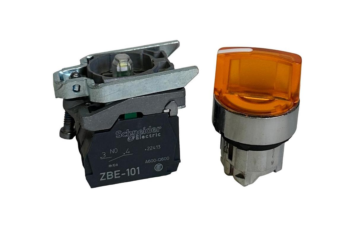 Used NEW SCHNEIDER ELECTRIC XB4BK125B5 SELECTOR SWITCH 22mm 2-POS, 1NO+1NC, 24V AC/DC