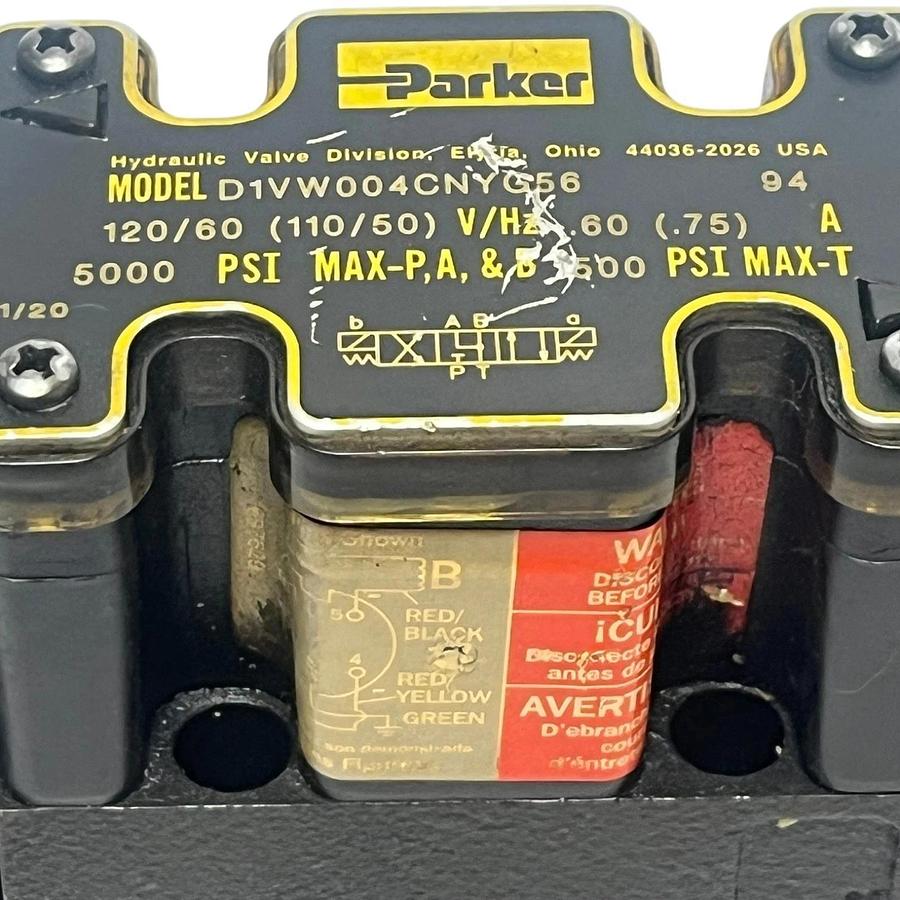 Used Parker D1VW004CNYG56 Directional Control Valve 120/110V 50/60Hz