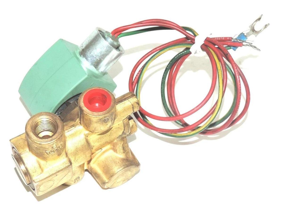Used ASCO RED-HAT 8321G3 3-WAY SOLENOID VALVE 1/4" NPT, 6.1-8.1W, REBUILD KIT #302927