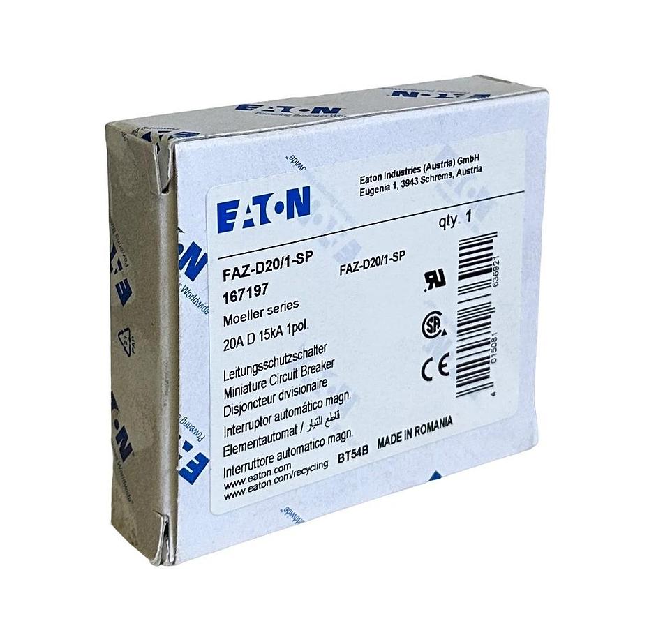 NEW EATON FAZ-D20/1-SP / FAZD201SP MINI CIRCUIT BREAKER 20A 15kA 1-POLE 167197