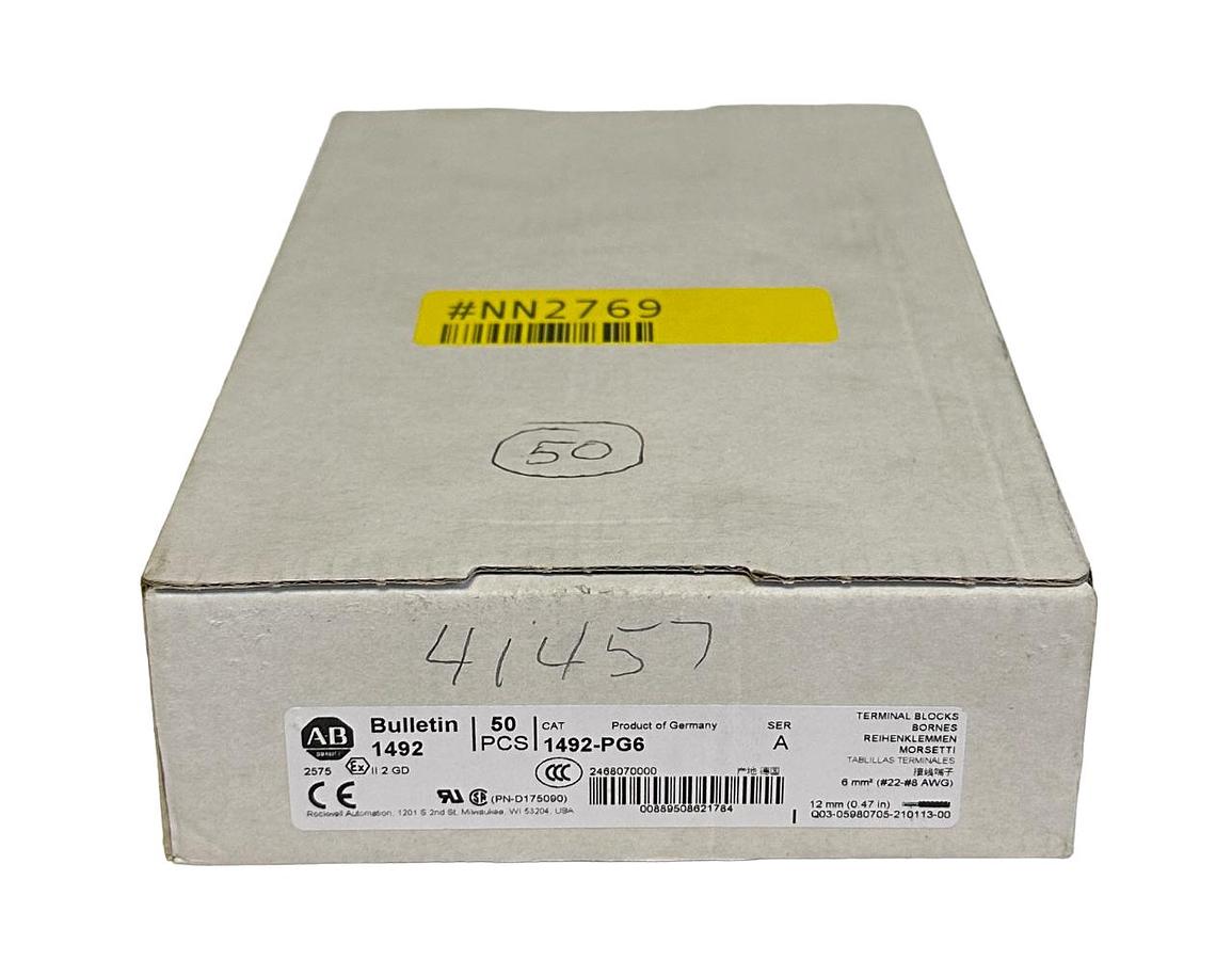 Used 38 NEW ALLEN BRADLEY 1492-PG6 /A TERMINAL BLOCKS 6mm GROUND FEED PUSH-IN 1492PG6