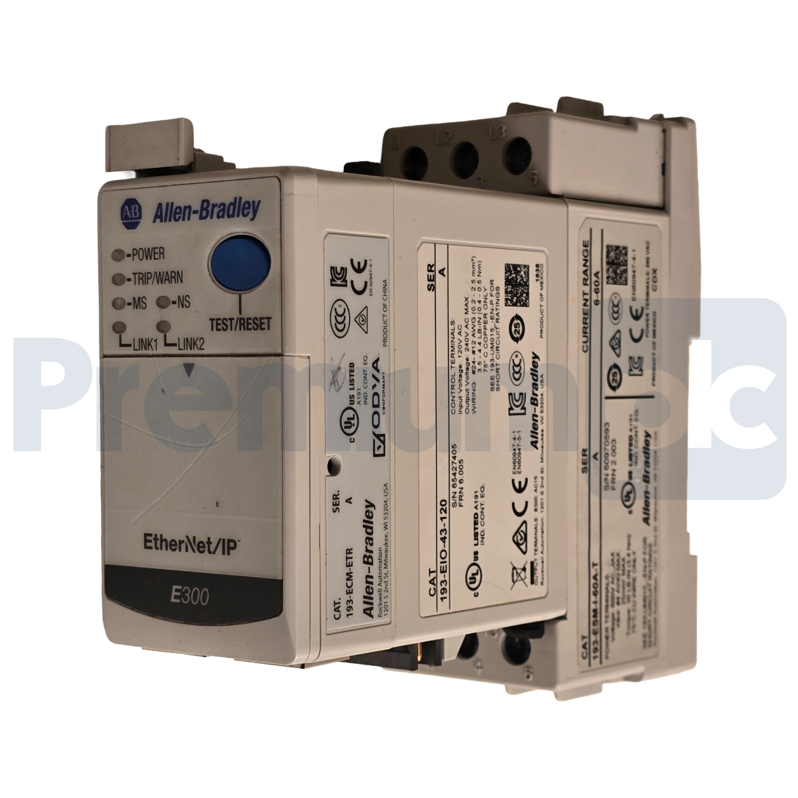 Used Allen-Bradley E300 Overload Relay 193-ESM-I-60A-T | 193-EIO-43-120 | 193-ECM-ETR