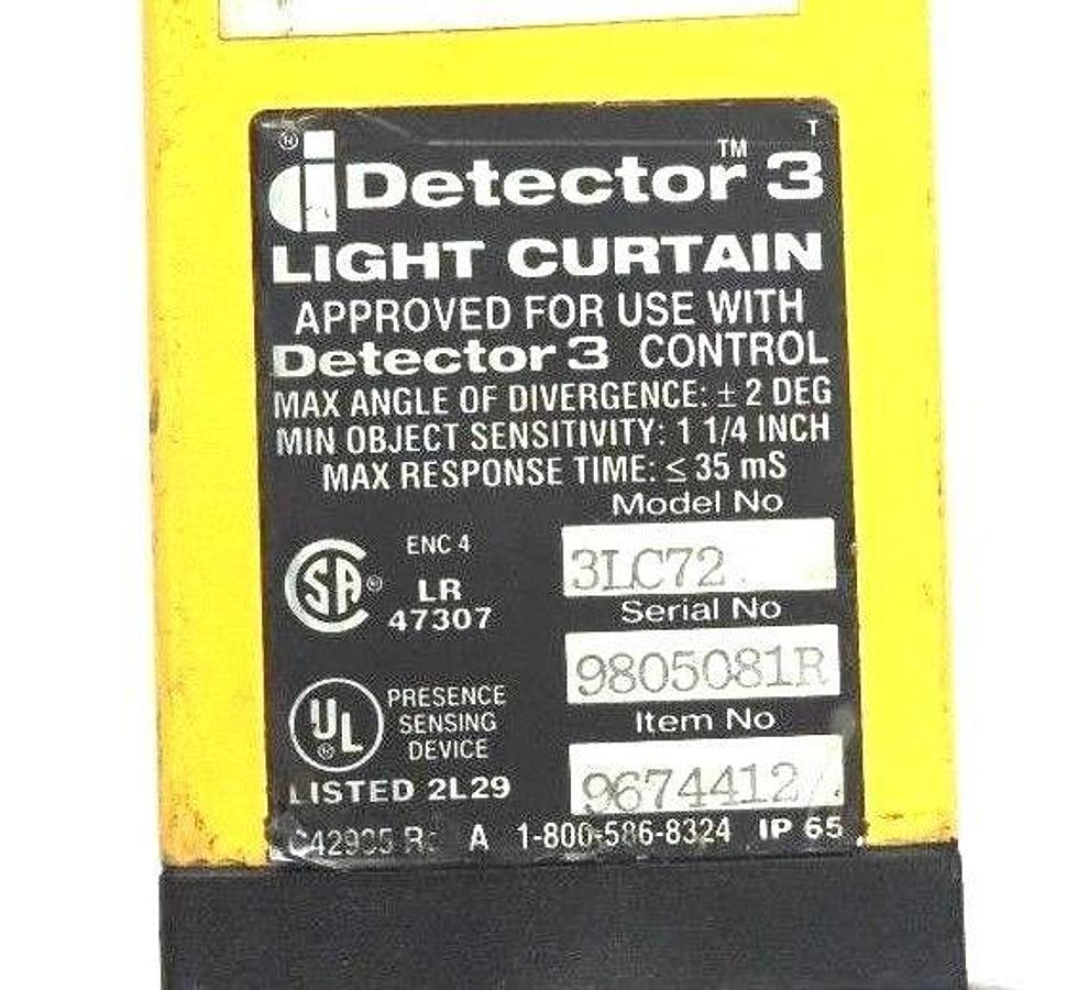 Used SET OF HONEYWELL 3LC72 DETECTOR 3 LIGHT CURTAINS 9674412 72'' LENGTH