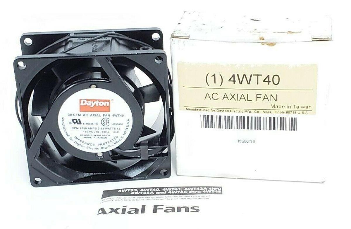 Used NIB DAYTON 4WT40 AC AXIAL FAN 30 CFM, RPM 2750 AMPS 0.13 WATTS: 12, 115 V