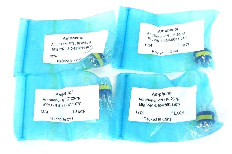 LOT OF 4 NEW AMPHENOL 97-20-7P CONNECTORS 8 PIN U10-825811-07P