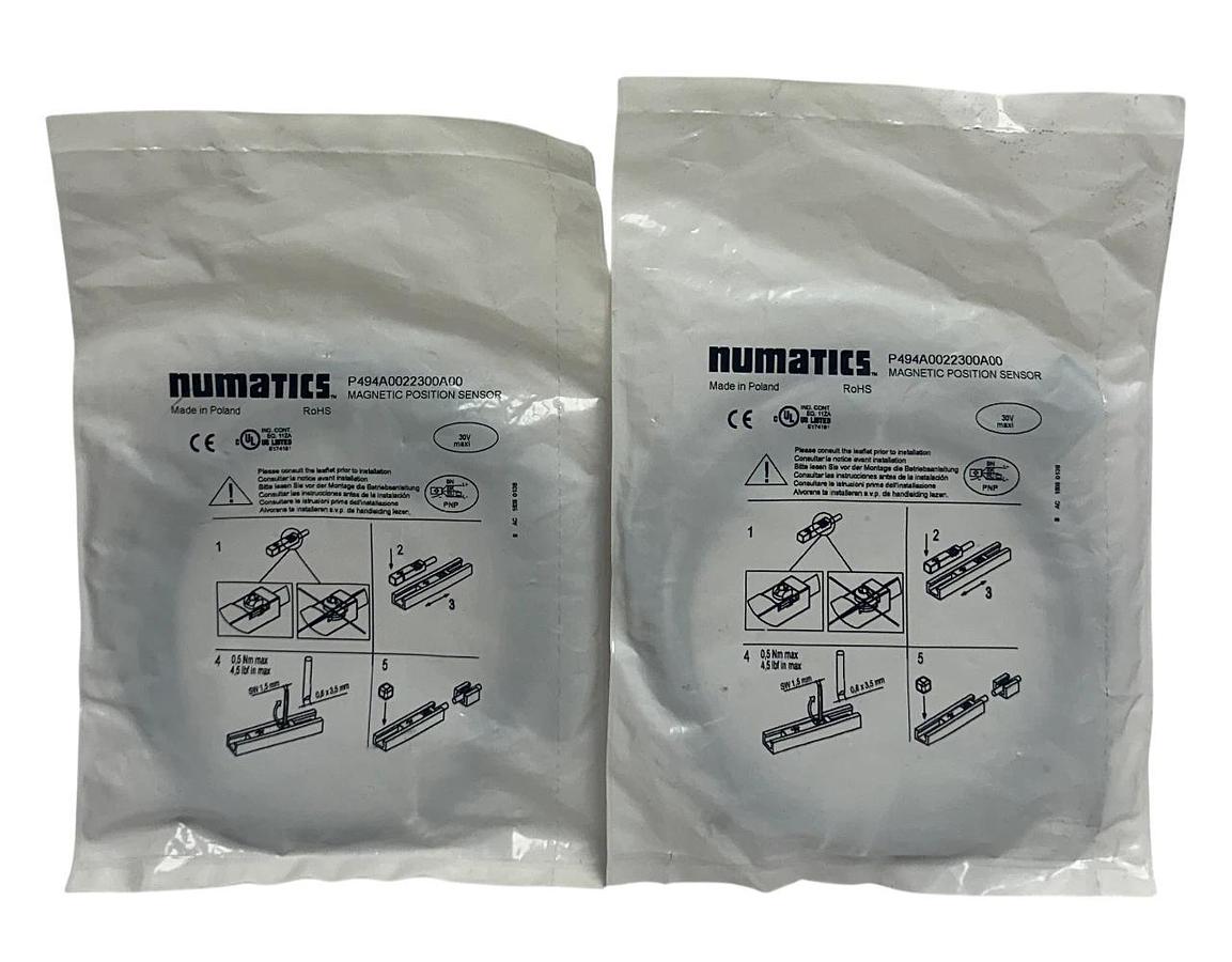 Used 2 NUMATICS P494A0022300A00 / PNP-FL2-00-U MAGNETIC POSITION SENSORS 10-30V NSFS