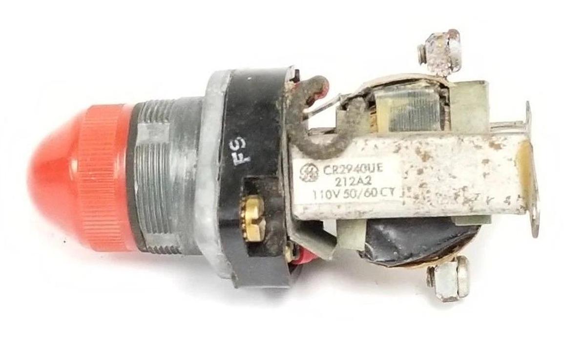 Used GENERAL ELECTRIC CR2940UE-212A2 INDICATOR LIGHT RED 110V 50/60CY CR2940UE212A2