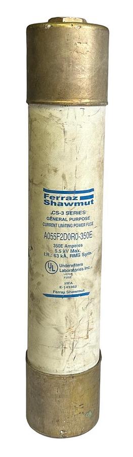 Used FERRAZ SHAWMUT A055F2D0R0-350E / A055F2D0R0350E CS-3 SERIES LIMITING POWER FUSE