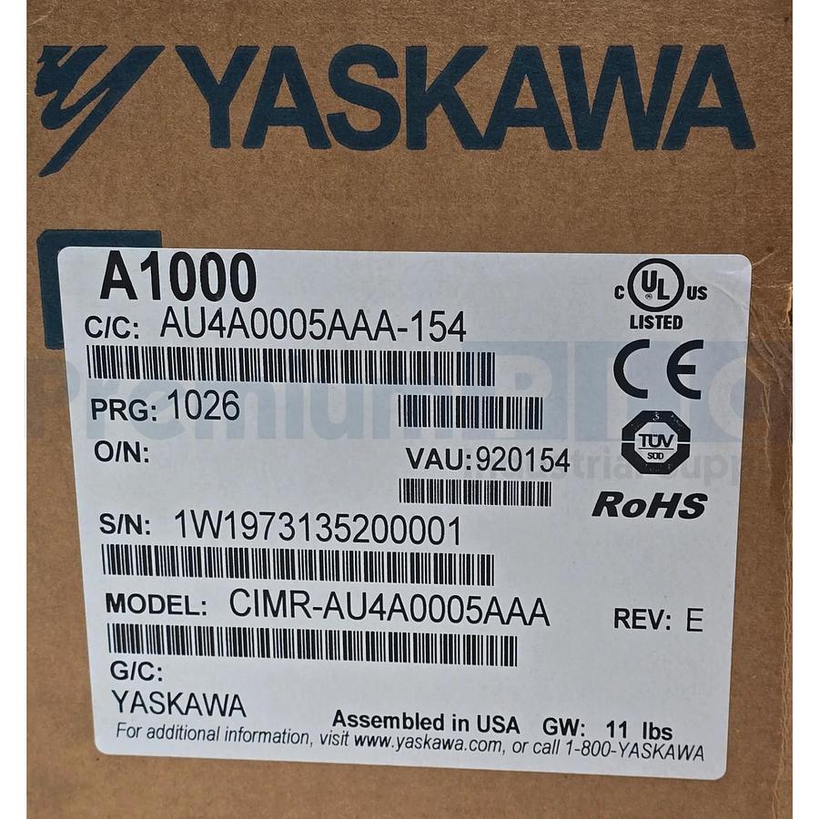 MAGNETEK YASKAWA 4004-VG+S4 IMPULSE VG+ SERIES 4 VFD 460V 3HP CIMR-AU4A0005AAA