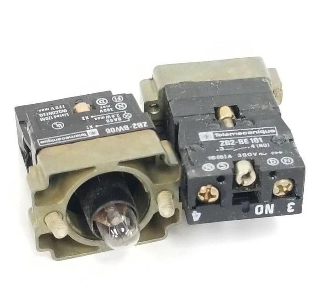 Used LOT OF 2 NEW TELEMECANIQUE ZB2-BW061 LIGHT MODULE ASSEMBLIES, ZB2BW061, ZB2-BE10