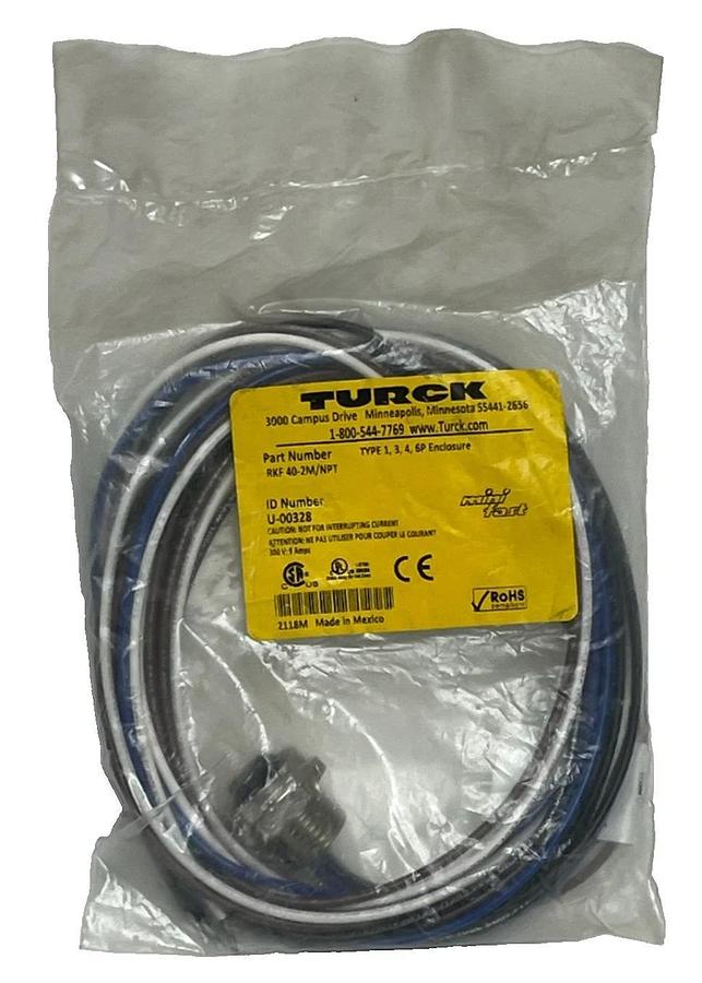 Used Lot of 2 Turck RKF 40-2M/NPT Minifast Receptacle 4-Pin 2M NEW SEALED