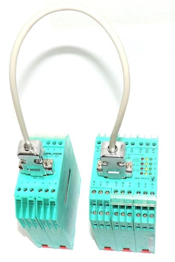 Used PEPPERL+FUCHS IVI-KHD2-4HRX CONTROL INTERFACE W/ KHD2-IVI-AB1 BUS COUPLER