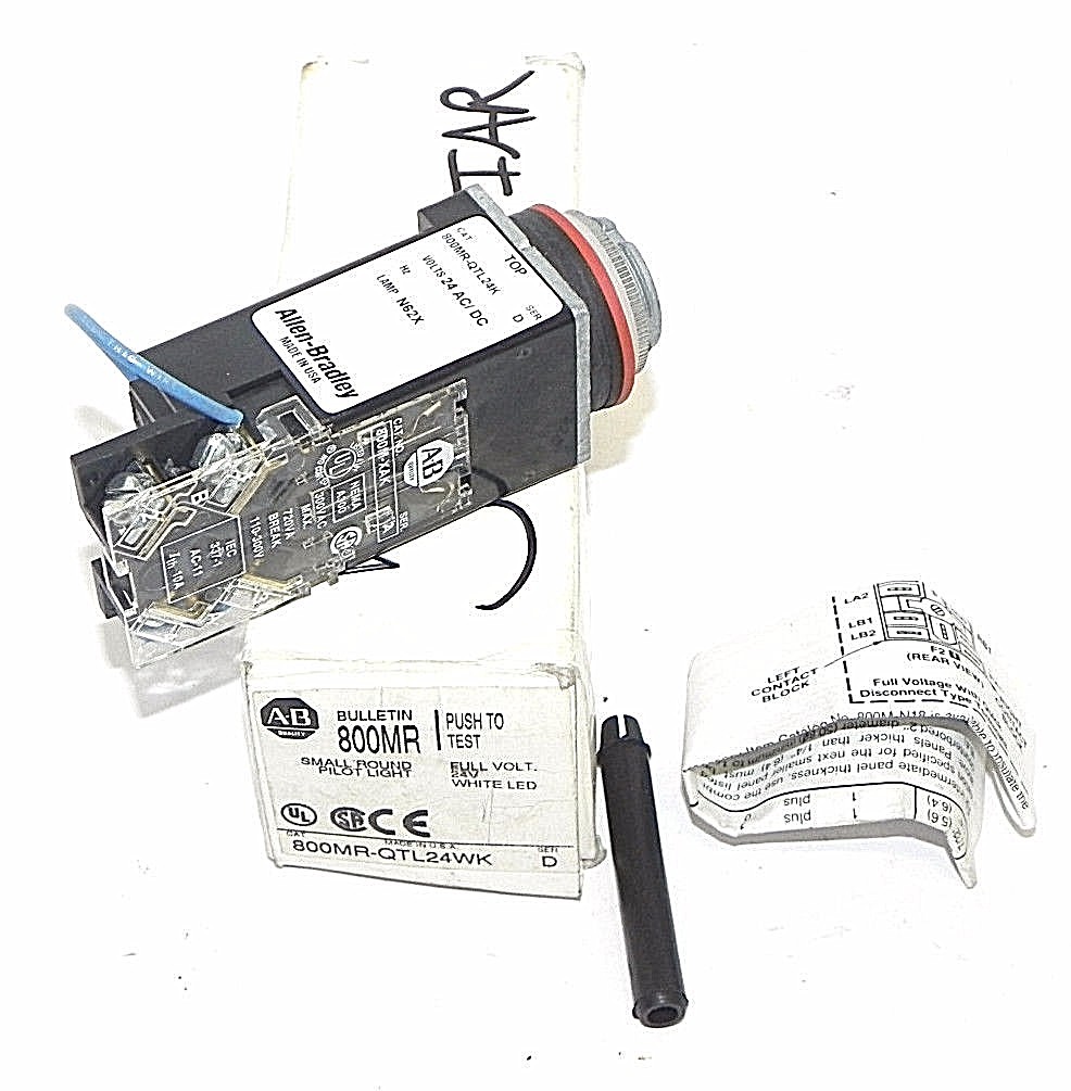 NEW ALLEN BRADLEY 800MR-QTL24WK SMALL ROUND PILOT LIGHT SER. D 24V WHITE LED