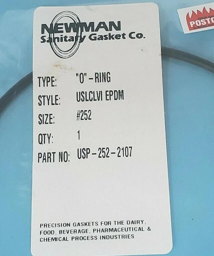 Used NEW NEWMAN USP-252-2107 TYPE: 0-RING STYLE: USLCLVI EPDM SIZE: # 252