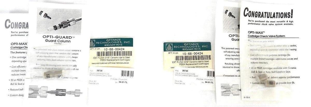 Used (2) NEW OPTIMIZE TECHNOLOGIES 10-68-00424 EXT FLOW 3/16'' CERAMIC BALL & SEAT