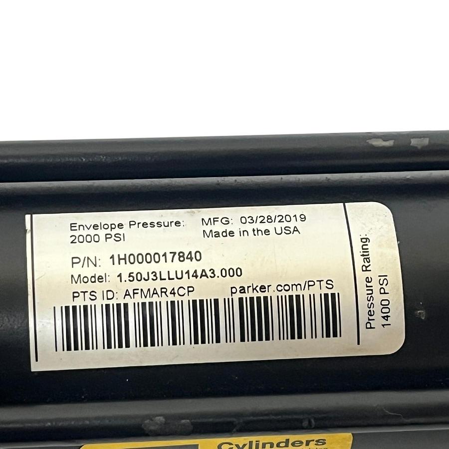 Used Parker Hydraulic Cylinder 1H000017840 Series 3L 1.50 Bore 3.00 Stroke - NSNP