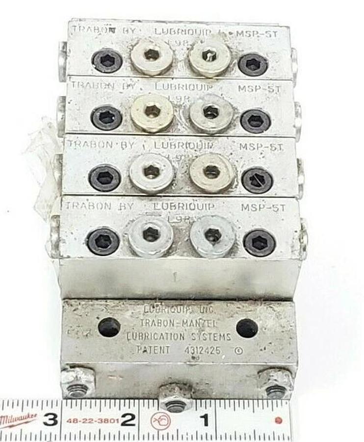 Used LUBRIQUIP HDV-9-A26 MANIFOLD BLOCK VALVE ASSEMBLY MSP-5T MSP5T HDV9A26