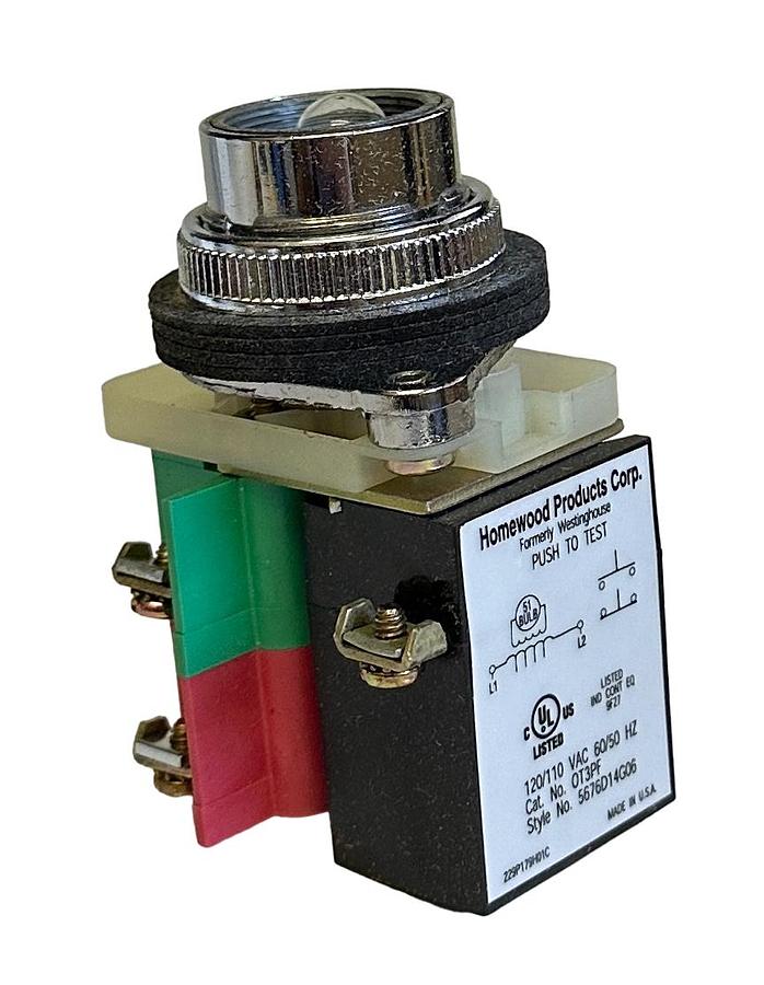 Used NEW WESTINGHOUSE HPC OT3PF PUSH TO TEST LIGHT 120VAC PUSHBUTTON 30mm 60Hz