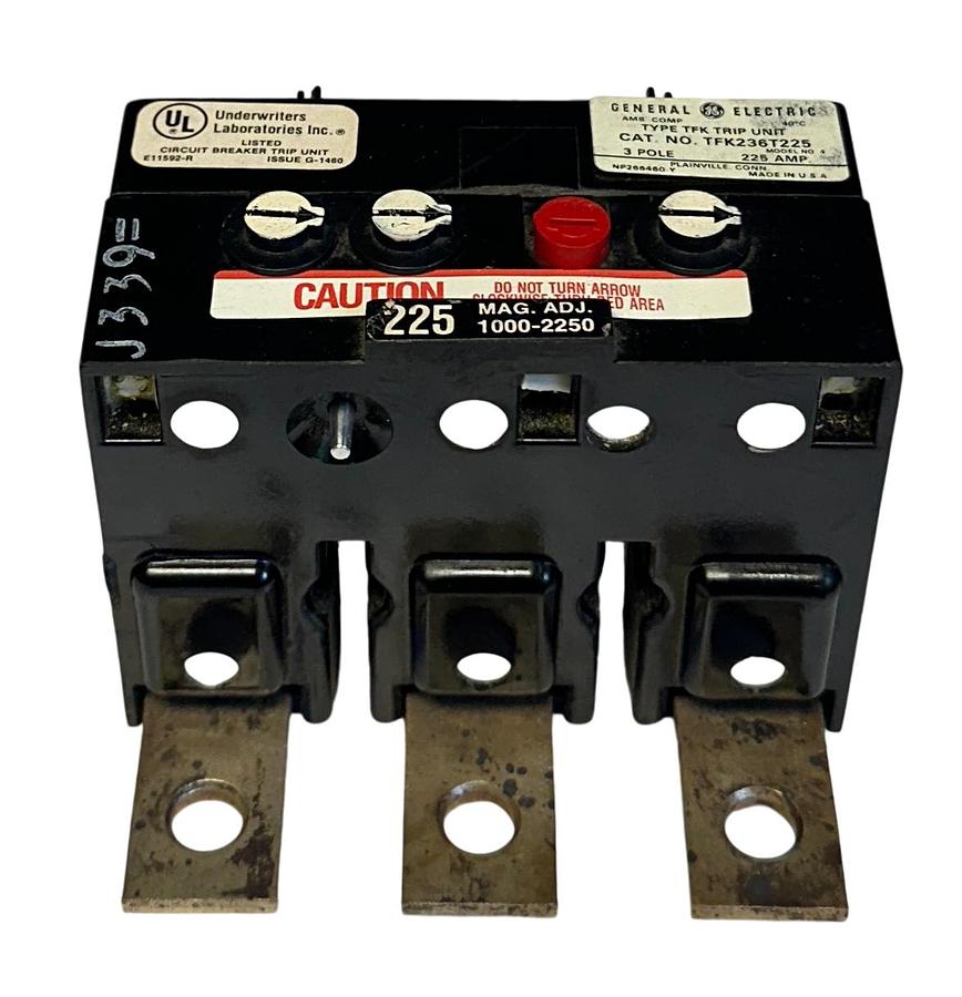 Used GENERAL ELECTRIC TFK236T225 TYPE TFK TRIP UNIT FOR CIRCUIT BREAKER 225A 3P NSMP