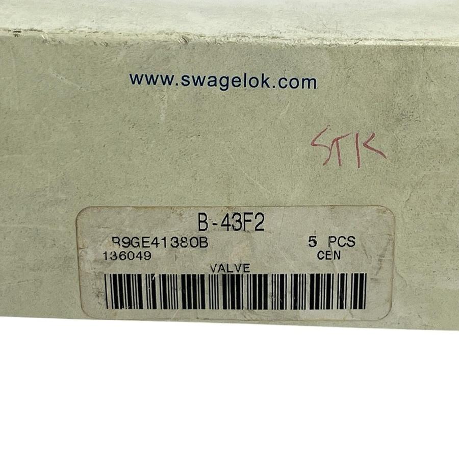 Used Swagelok B-43F2 Brass 40 Series 2-Way Ball Valve 1/8" FNPT Box of 5 Pack - New