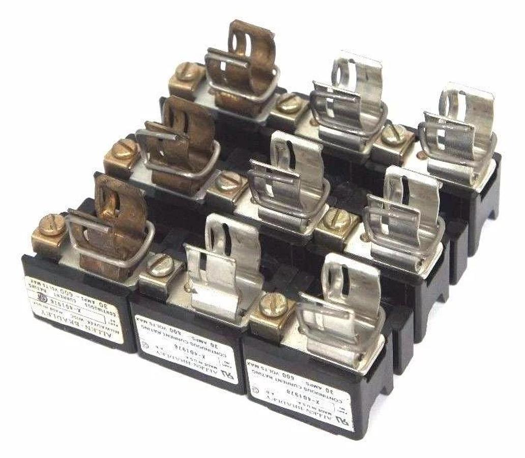 Used LOT OF 3 ALLEN BRADLEY X-401978 FUSE BLOCKS 30AMP, 600 VOLT MAX, X401978