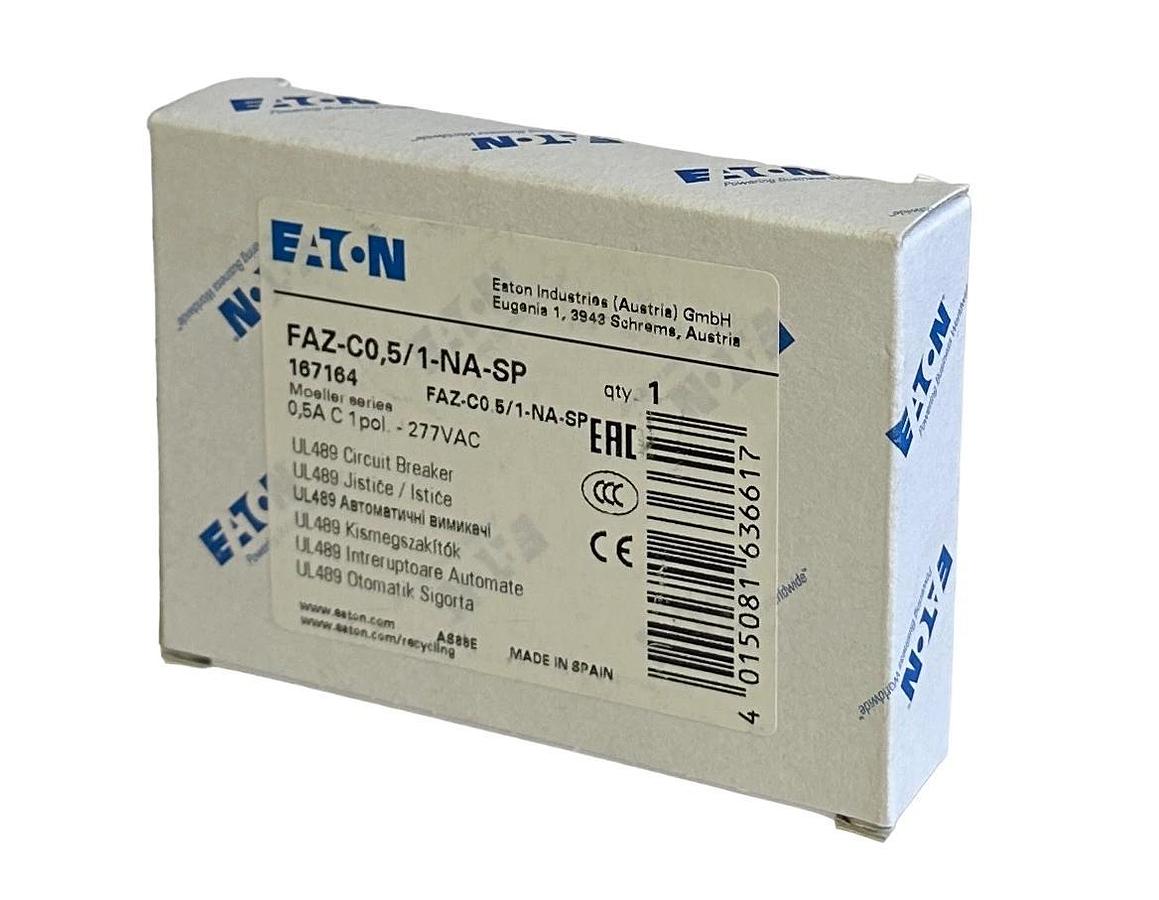 NEW EATON FAZ-C0,5/1-NA-SP / 167164 MOELLER SERIES 0.5A CIRCUIT BREAKER 277VAC