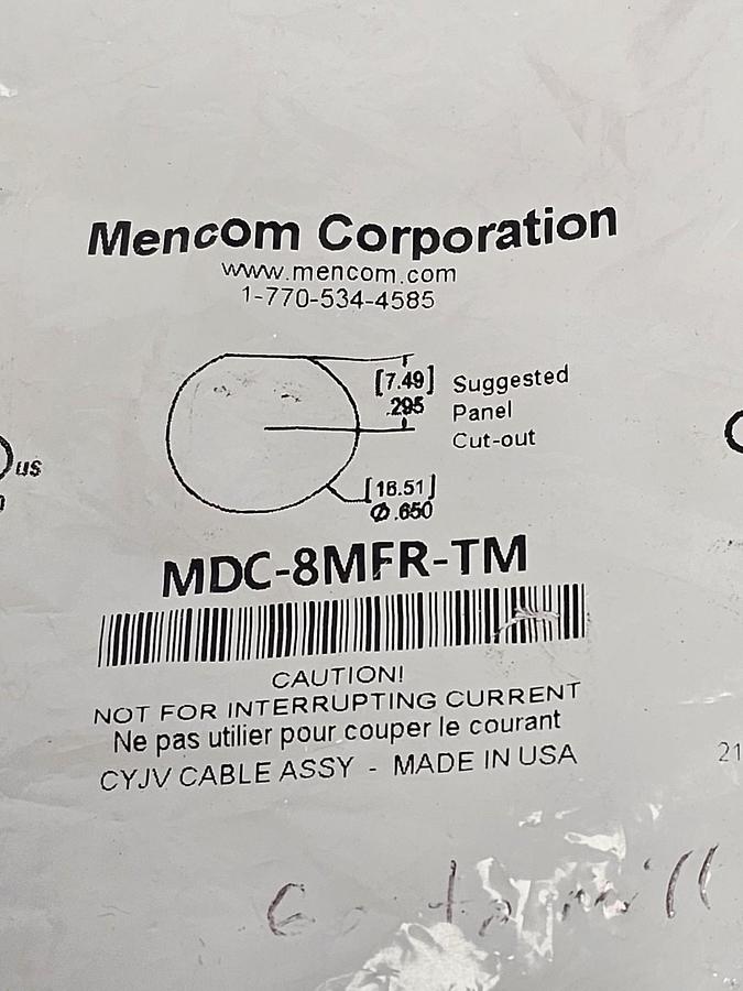 NEW MENCOM CORPORATION MDC-8MFR-TM 8 PL ML-FM THRU MOUNT RECEPTACLE
