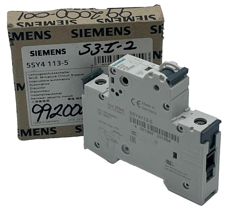 Used Siemens 5SY4 113-5 Miniature Circuit Breaker 13A 1P C-Curve 240/400V DIN Rail