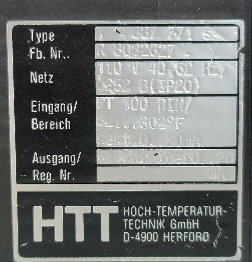 Used HTT 887 771 S TEMPERATURE CONTROL R 8082627, 887771, R8082627, 110V 48-62Hz