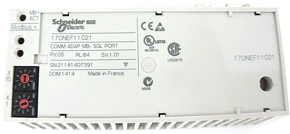Used SCHNEIDER MODICON 170NEF11021 COMM ADAP MB+ SGL PORT PV: 05, RL: 84, SV: 1.01