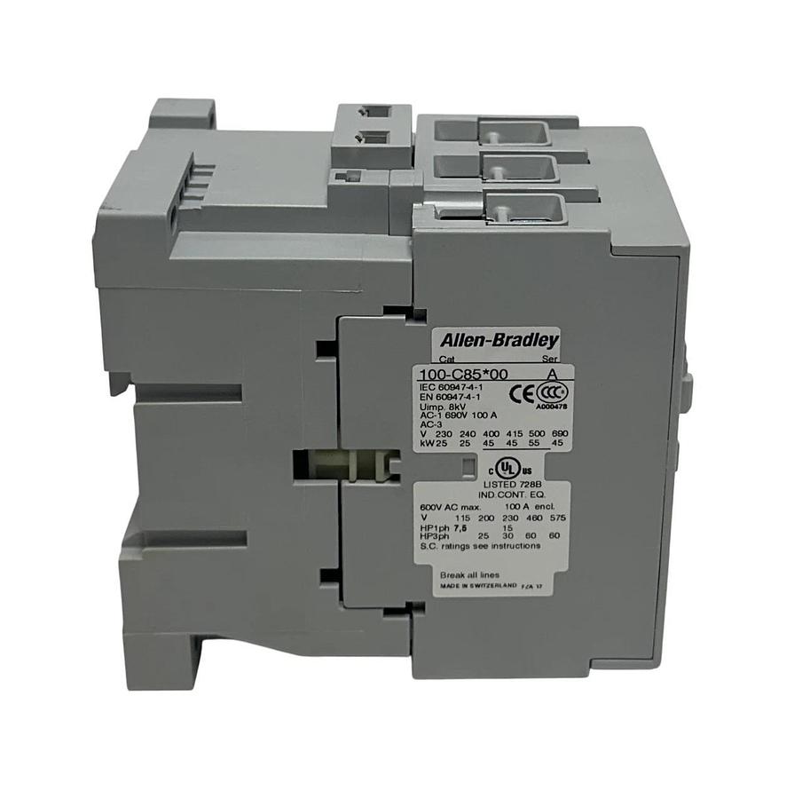 ALLEN BRADLEY 100-C85D10 /A BULLETIN 100 CONTACTOR 3-POLE 1NO AUX 110/120V NSMP