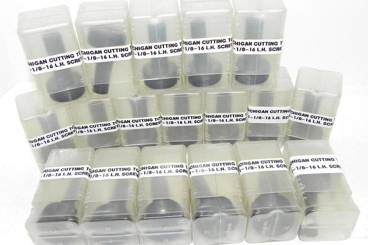 Used NEW, LOT OF 18, MICHIGAN CUTTING TOOL, 1-1/8-16 L.H. SCREWS