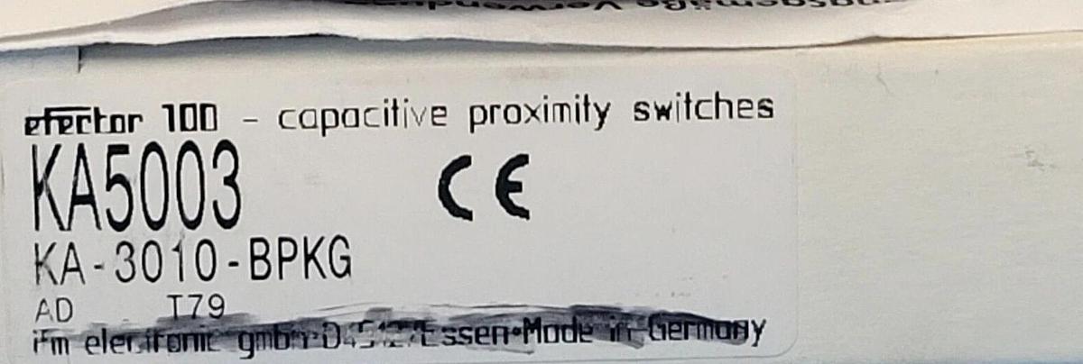 Used NIB IFM EFECTOR KA-3010-BPKG PROXIMITY SWITCH CAPACITIVE KA5003, 10-36VDC