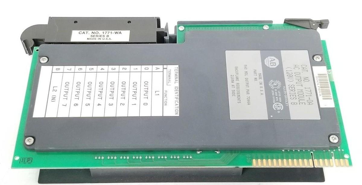 Used ALLEN BRADLEY 1771-OA OUTPUT MODULE (120V) AC SER. B 720VA 1771-0A W/ 1771-WA