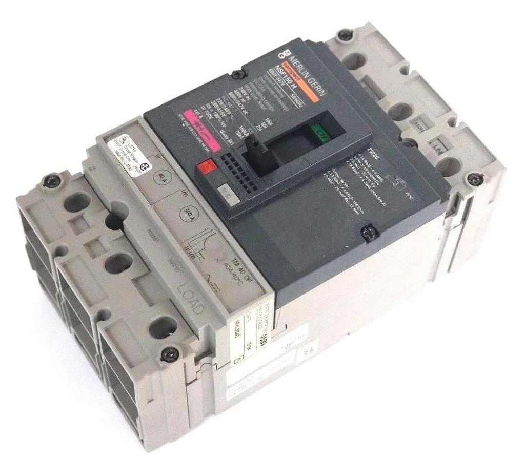 Used NIB MERLIN GERIN NFHL36040 MOLDED CASE CIRCUIT BREAKER 40A, 3P, 240/480V