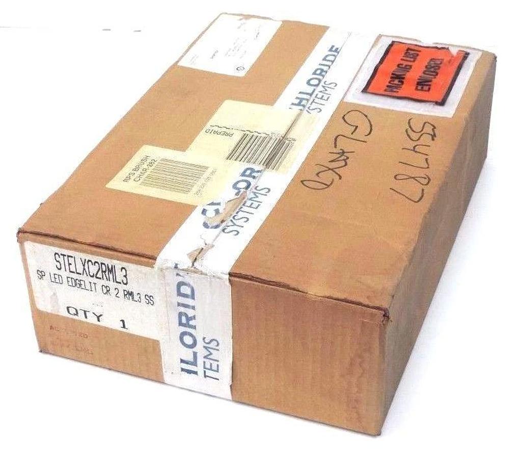 NIB CHLORIDE STELXC2RML3 STAINLESS STEEL EXIT SIGN SP LED EDGELIT CR 2 RML3 SS