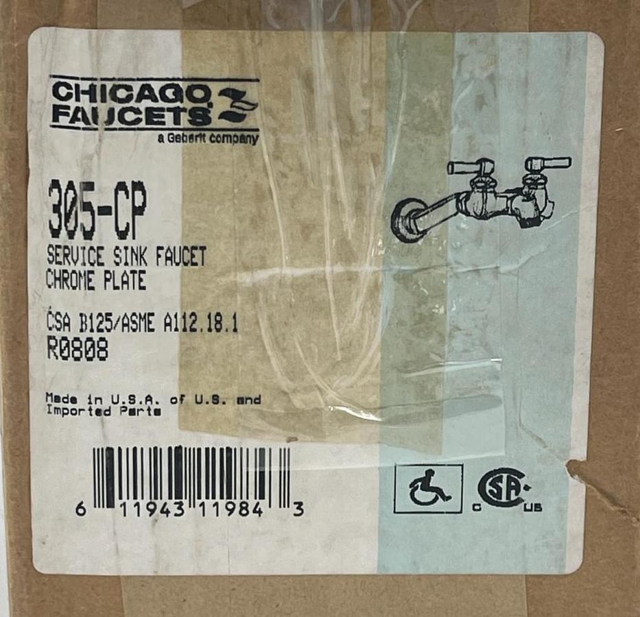 Used Chicago Faucets 305-CP Service Sink Faucet Wall Mount Adjustable Centers Chrome