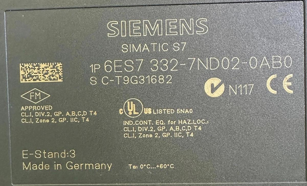 Used NEW SIEMENS 6ES7-332-7ND02-0AB0 ANALOG OUT MODULE E-STAND: 3 6ES73327ND020AB0 *