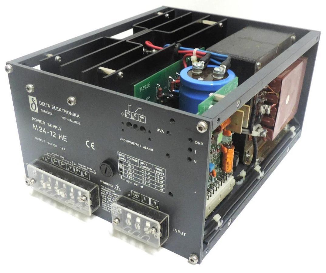 Used DELTA ELEKTRONIKA M24-12HE POWER SUPPLY INPUT 110/117/220/234VAC OUT 12A 24V
