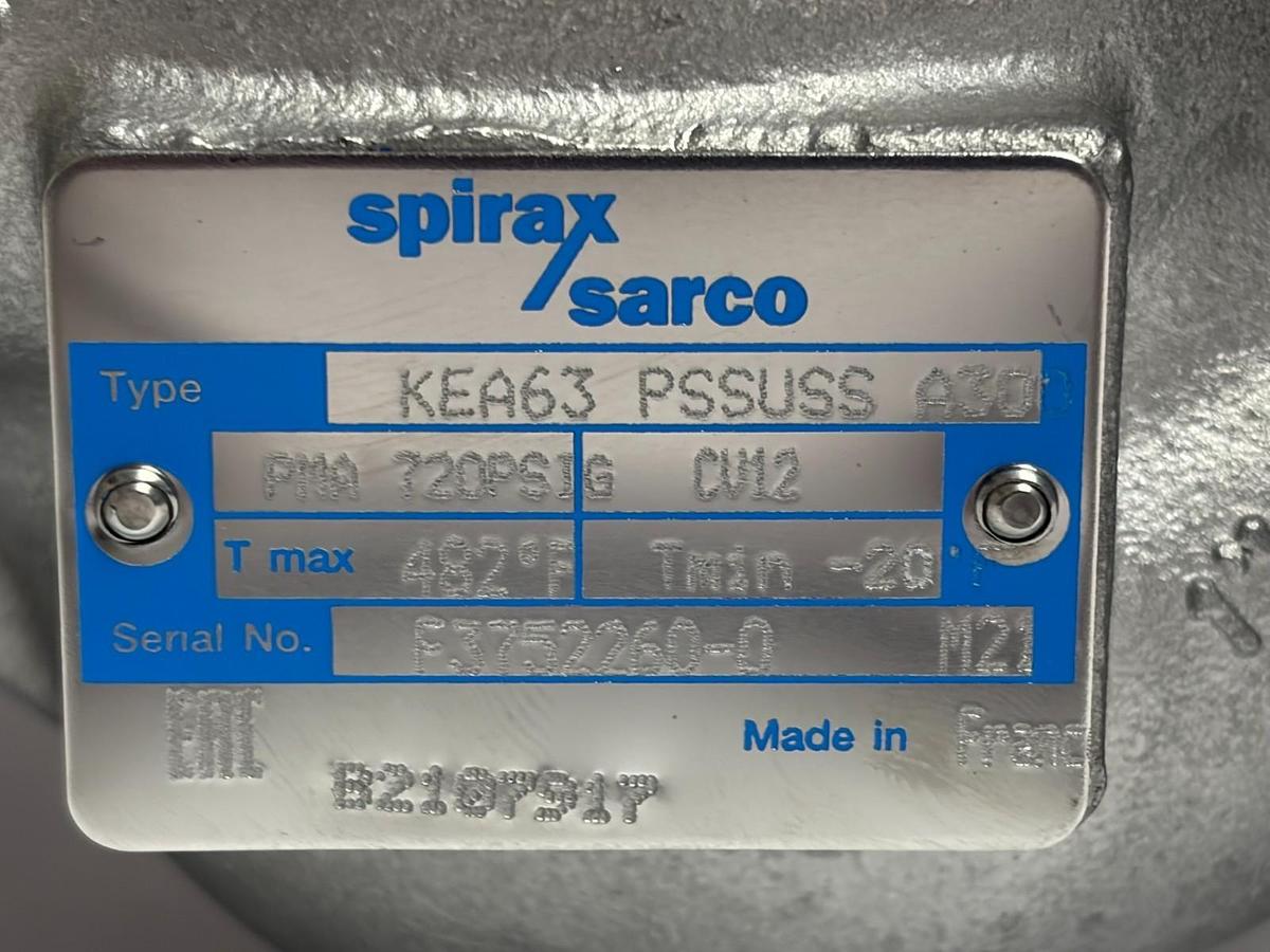Used Spirax Sarco KEA63 DN25 1" Control Valve SP400 Positioner PN9120E Actuator NEW