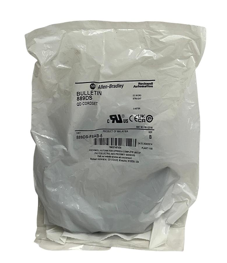 Used ALLEN BRADLEY 889DS-F8AB-5 /B BULLETIN 889DS QD CORDSET DC MICRO 5M 8-PIN NSFS