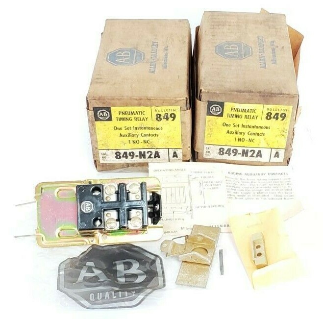 Used LOT OF 2 NEW ALLEN-BRADLEY 849-N2A SER. A TIMING RELAY AUXILIARY CONTACT KITS