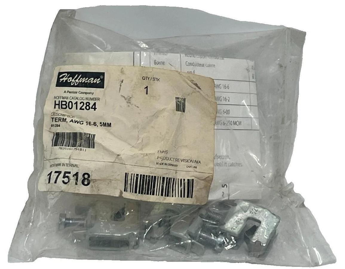 Used LOT OF 15 HOFFMAN HB01284 Terminal Clamp 16-6 AWG for 5mm Busbar 5 bags x 3 each
