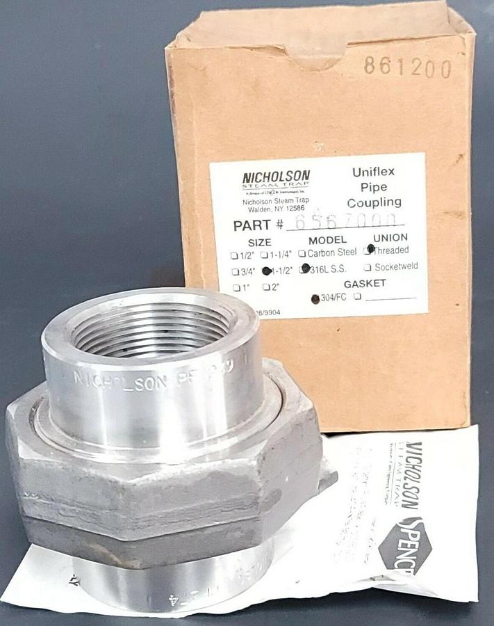 Used LOT OF 2 NIB SPENCE NICHOLSON 6567000 UNIFLEX PIPE COUPLING 1-1/2'' CARBON STEEL