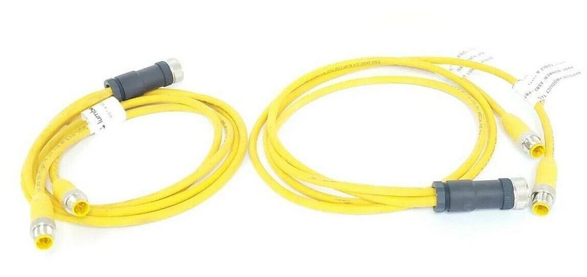 Used LOT OF 2 LUMBERG RST4-602/2M CABLES 4-POLE 18 AWG YELLOW